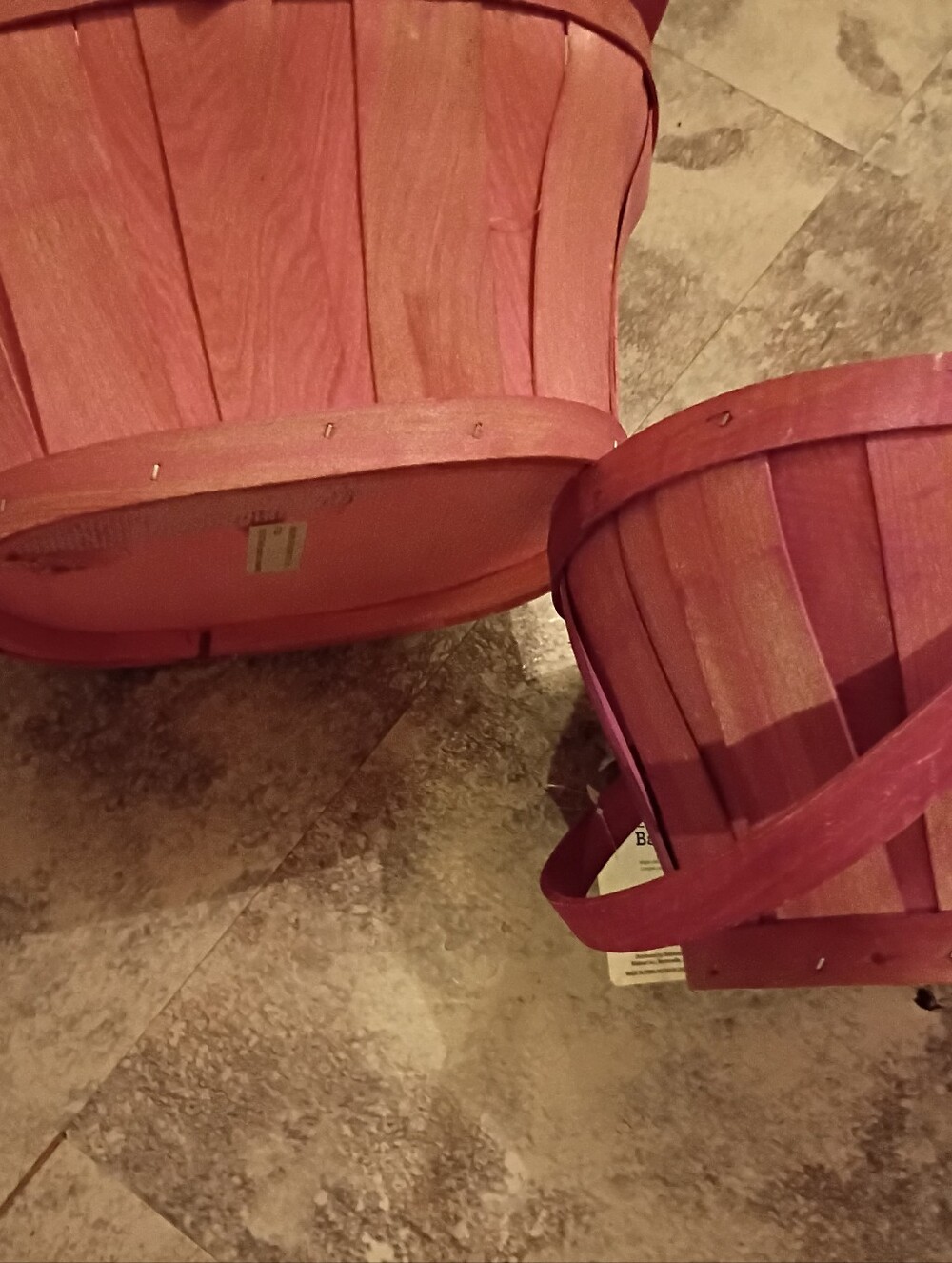 Wooden Pink Two Baskets One Has A Small Hole From In It Can Be Fix Still New